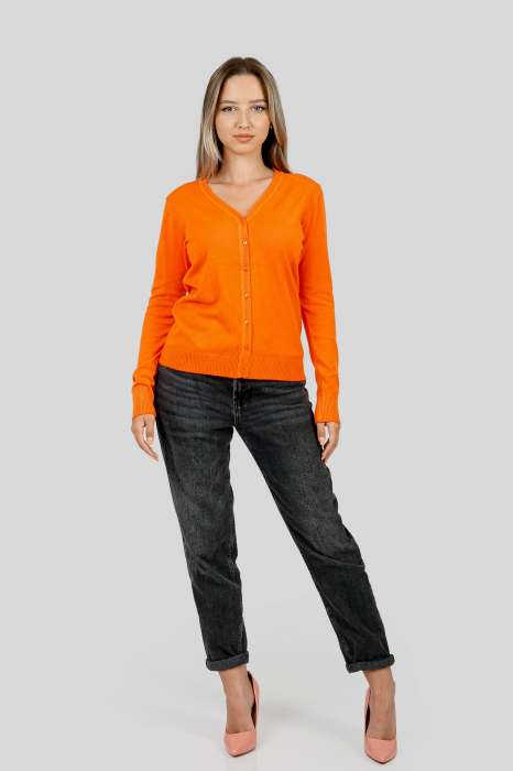 Pulover clasic orange cu nasturi [4]