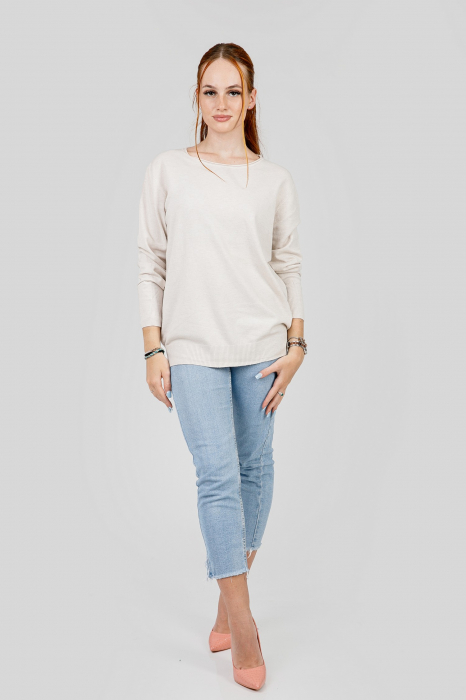 Pulover crem cu fir stralucitor [4]