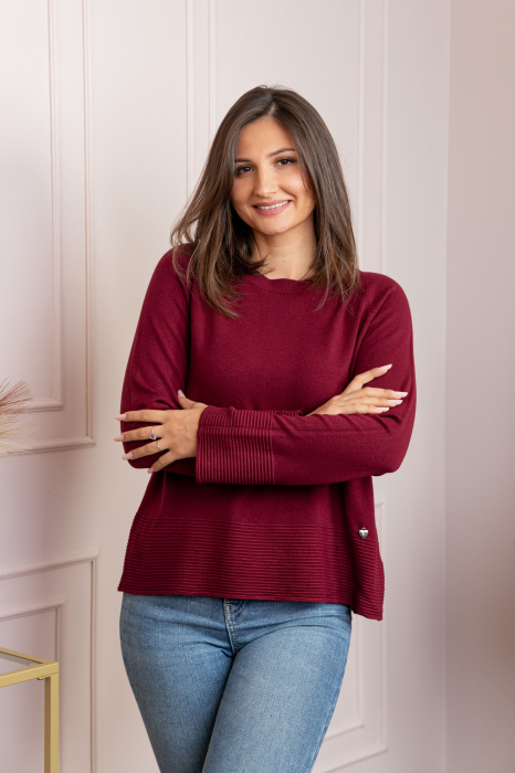 Pulover dama grena cu casmir si maneci raglan Lacey [4]