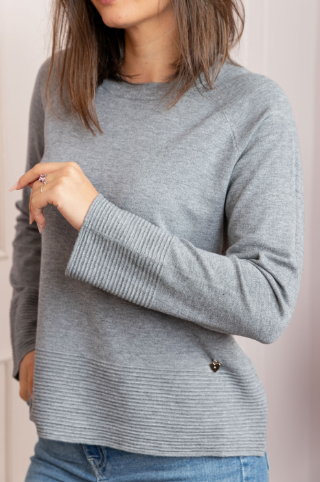 Pulover dama gri cu casmir si maneci raglan Lacey [2]