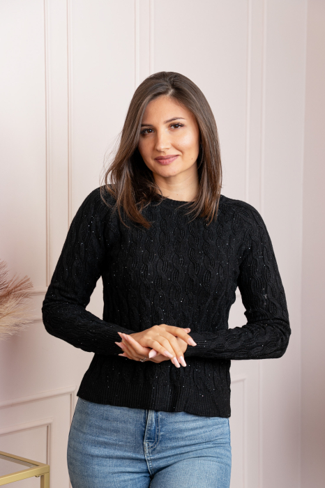 Pulover dama negru cu casmir si paiete Lorna [3]