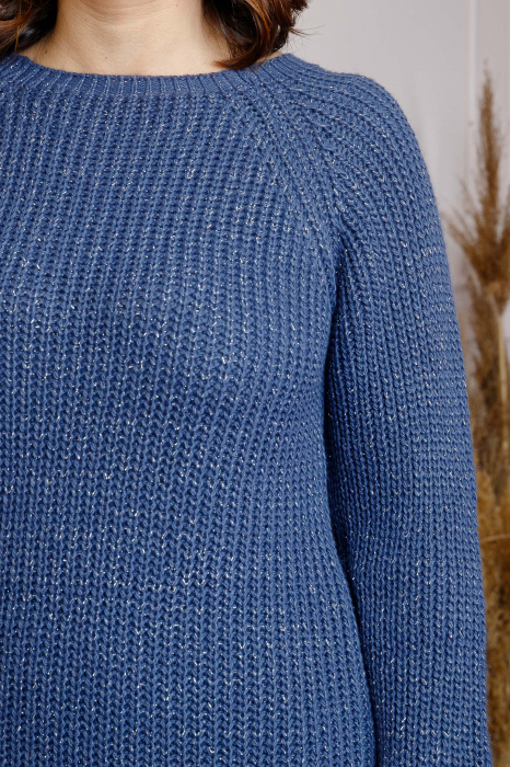 Pulover Elena albastru tricotat cu fir lame [2]