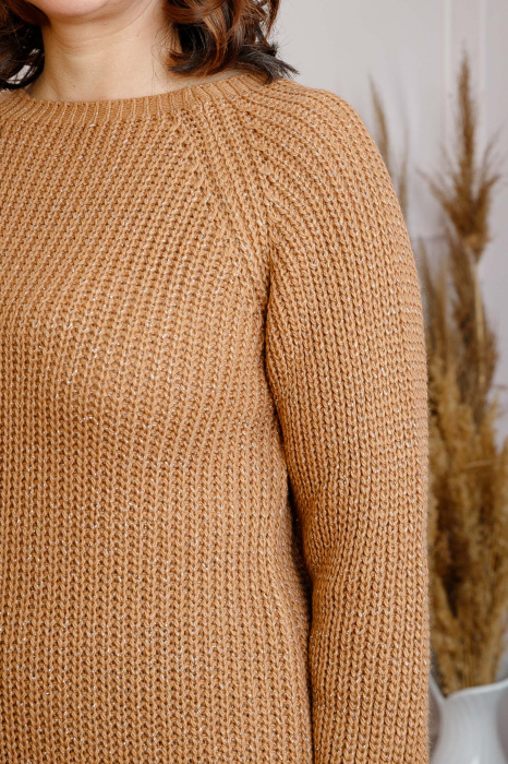 Pulover Elena camel tricotat cu fir lame [2]