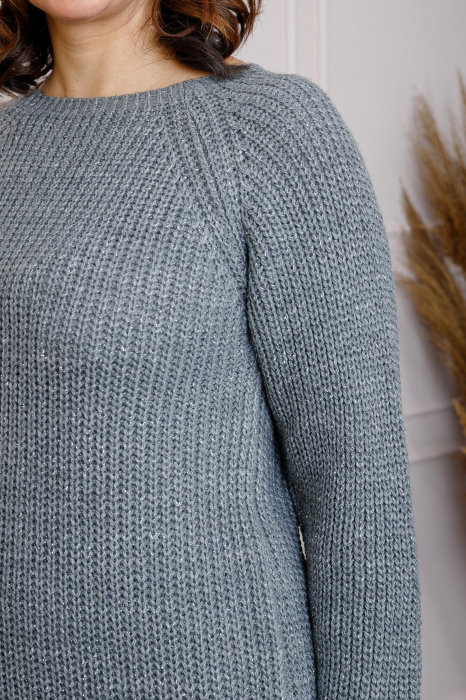 Pulover Elena gri tricotat cu fir lame [2]