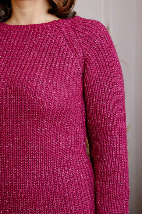 Pulover Elena magenta tricotat cu fir lame [2]