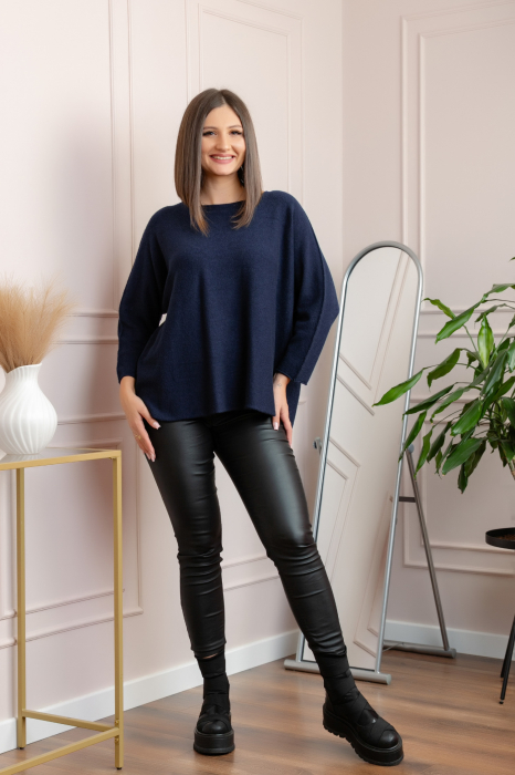 Pulover lejer Bailey cu maneci fluture - Bleumarin [4]