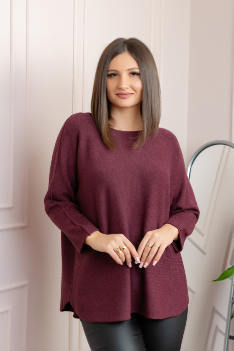 Pulover lejer Bailey cu maneci fluture - Grena