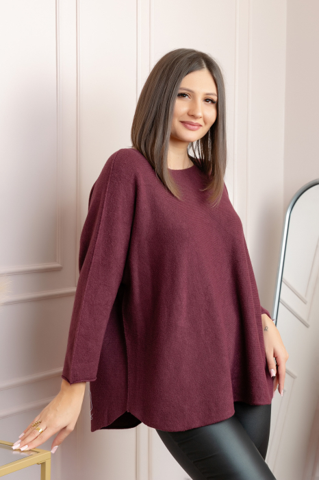Pulover lejer Bailey cu maneci fluture - Grena [3]