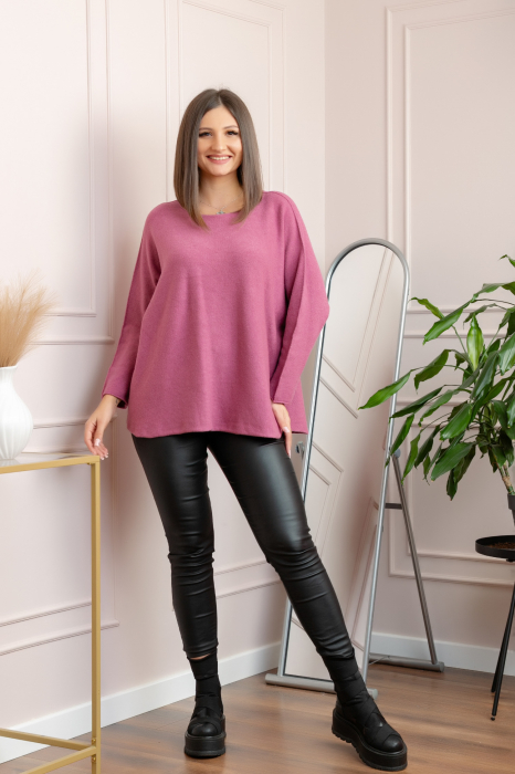 Pulover lejer Bailey cu maneci fluture - Roz [4]