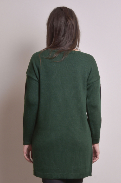 Pulover lung verde cu inimioare negre [4]