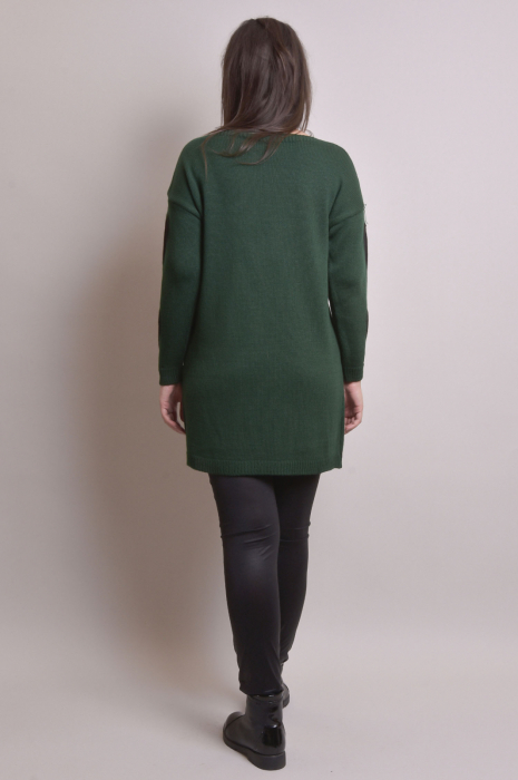 Pulover lung verde cu inimioare negre [7]