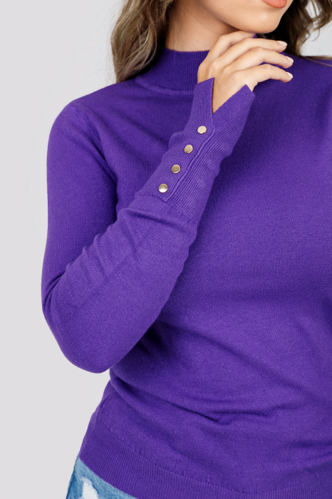 Pulover mov cu nasturi decorativi [2]