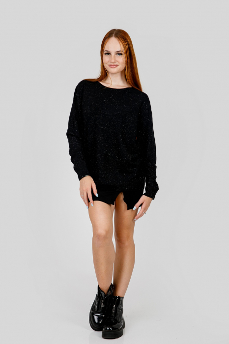 Pulover negru cu fir stralucitor [4]