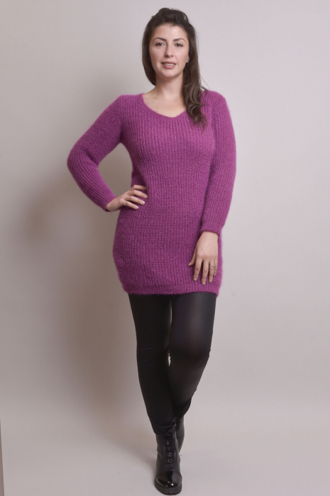 Pulover pufos fuchsia tip rochie [5]