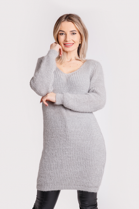 Pulover pufos gri tip rochie [4]