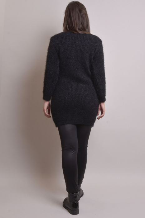 Pulover pufos negru tip rochie [8]