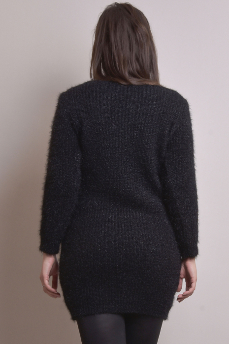 Pulover pufos negru tip rochie [4]