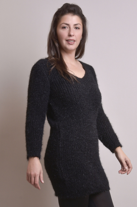 Pulover pufos negru tip rochie [3]