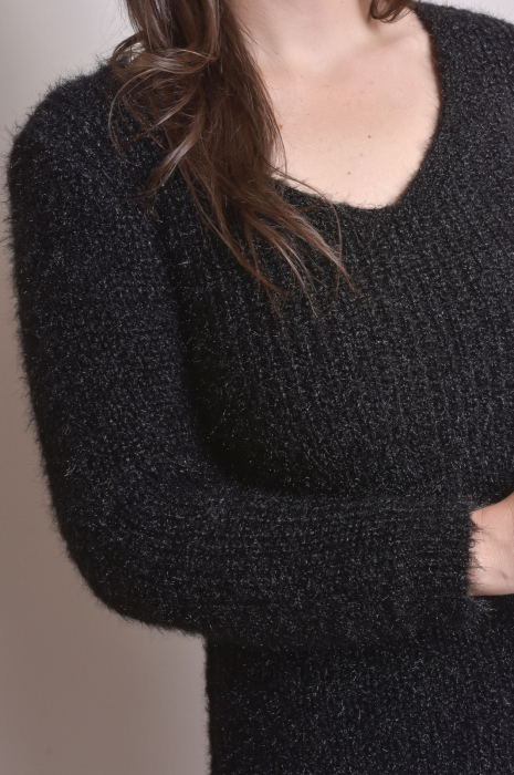 Pulover pufos negru tip rochie [2]