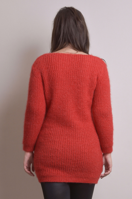 Pulover pufos rosu tip rochie [4]