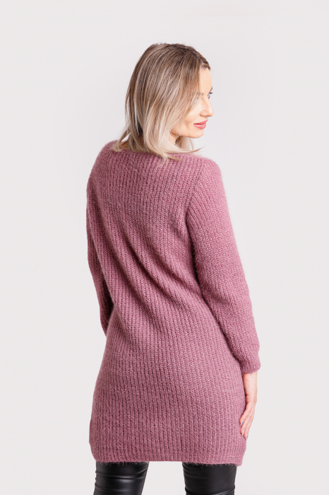 Pulover pufos roz pudrat tip rochie [3]