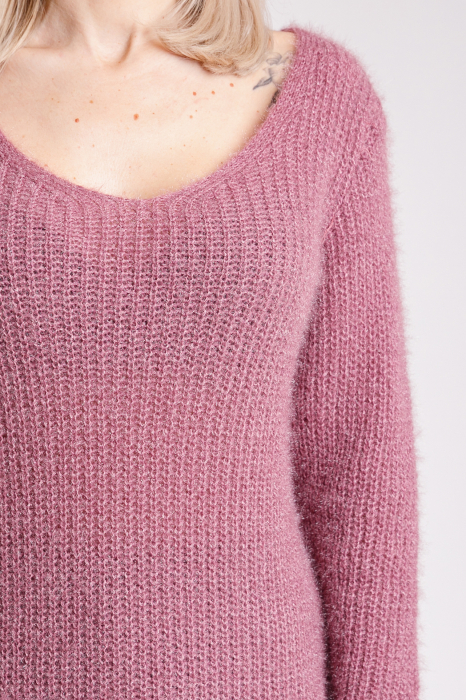 Pulover pufos roz pudrat tip rochie [2]
