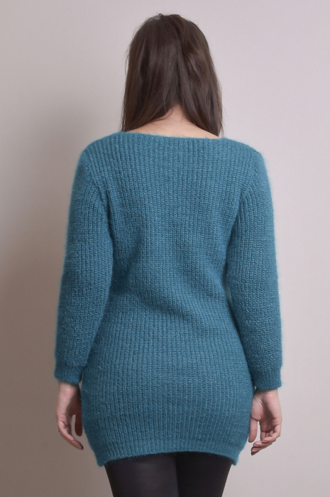 Pulover pufos turcoaz tip rochie [4]