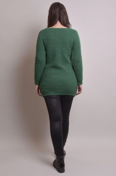 Pulover pufos verde smarald tip rochie [7]
