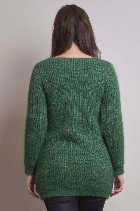 Pulover pufos verde smarald tip rochie [4]
