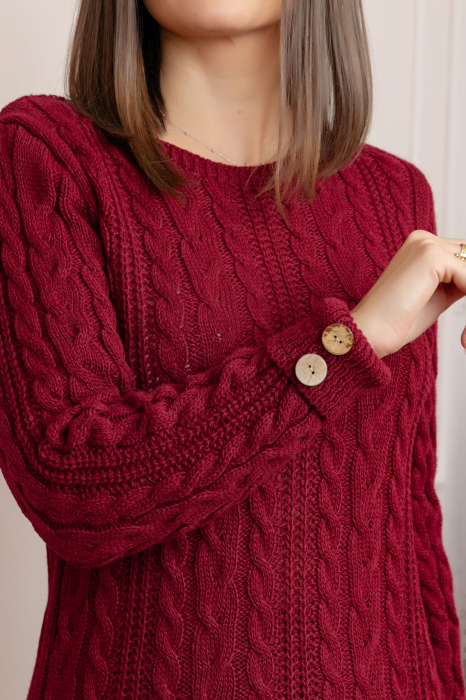 Pulover tip rochie din tricot cu decolteu rotund Monica - Grena [2]
