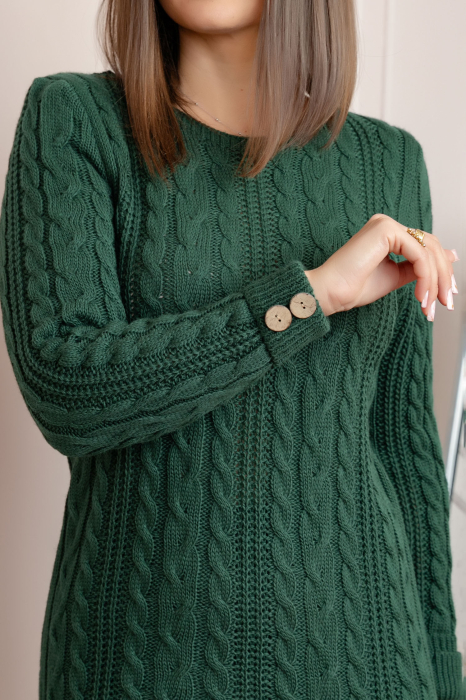 Pulover tip rochie din tricot cu decolteu rotund Monica - Verde [2]