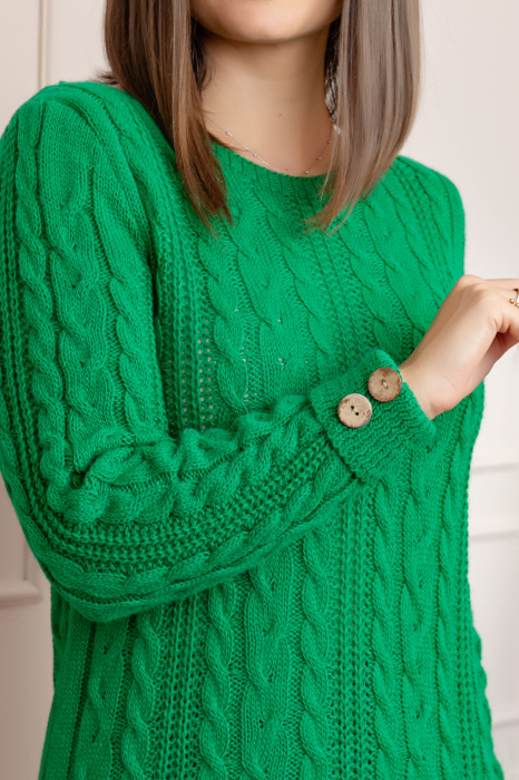 Pulover tip rochie din tricot cu decolteu rotund Monica - Verde smarald [2]