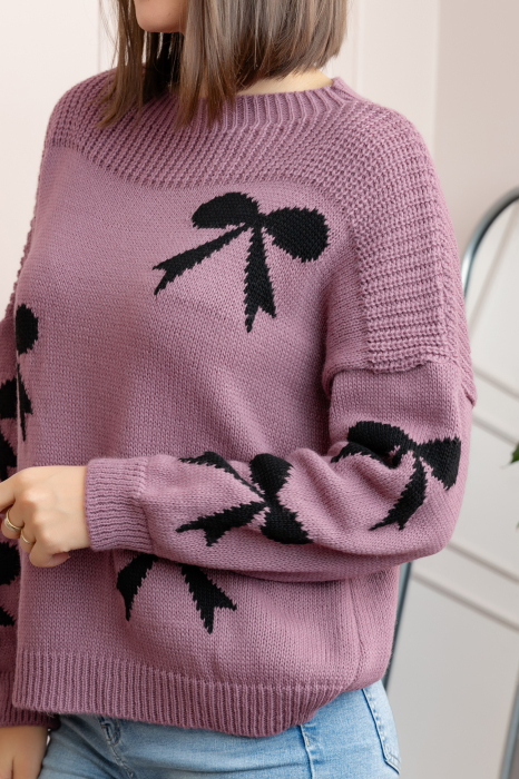 Pulover tricotat Betty cu fundite - Roz pudrat [2]