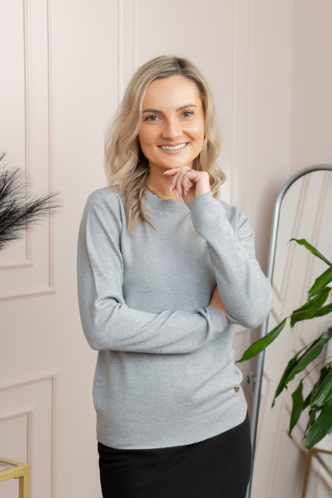 Pulover tricotat fin cu detalii ondulate Caroline - Gri [1]