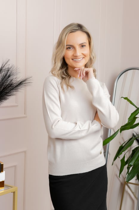 Pulover tricotat fin cu detalii ondulate Caroline - Ivoire [1]