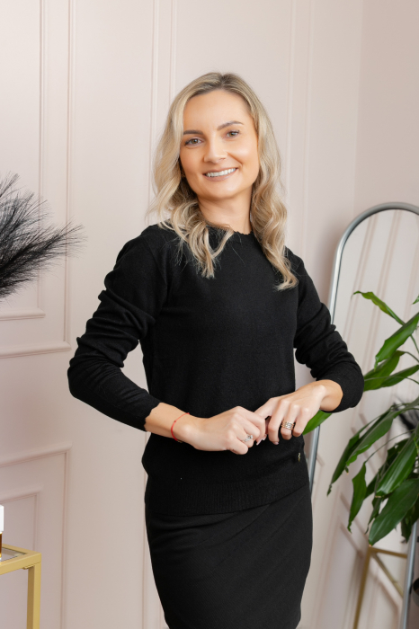 Pulover tricotat fin cu detalii ondulate Caroline - Negru [3]