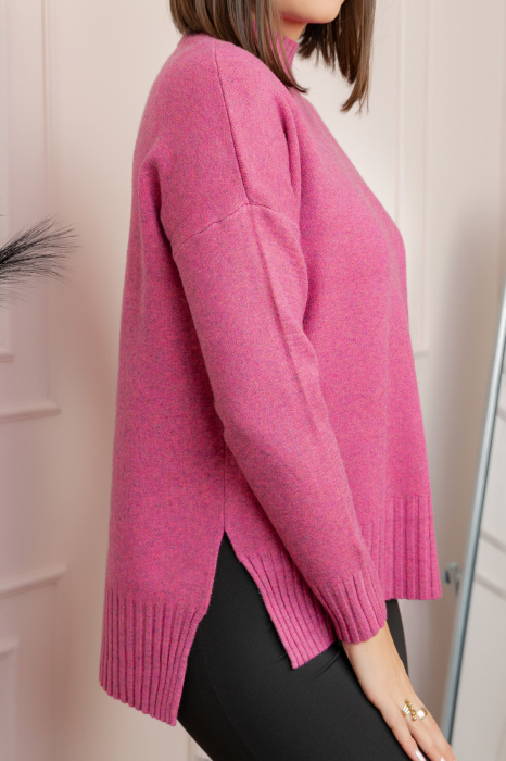 Pulover tricotat lejer cu guler inalt Julia - Roz [2]