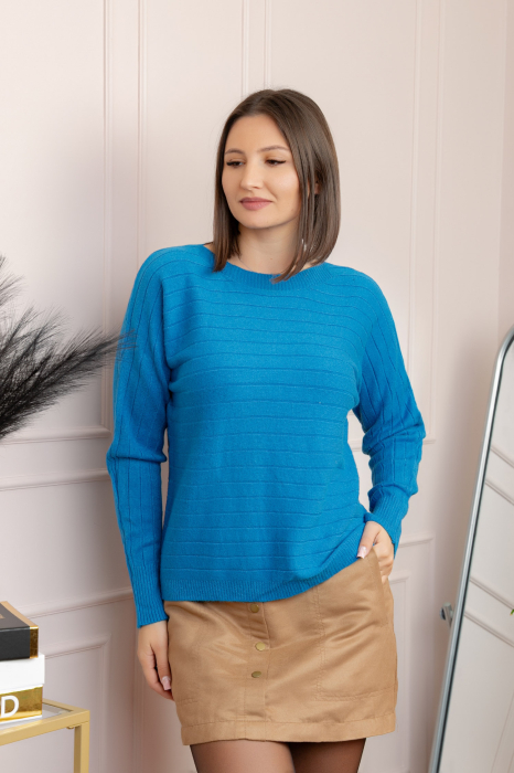 Pulover tricotat Lindsey cu dungi fine - Albastru [1]