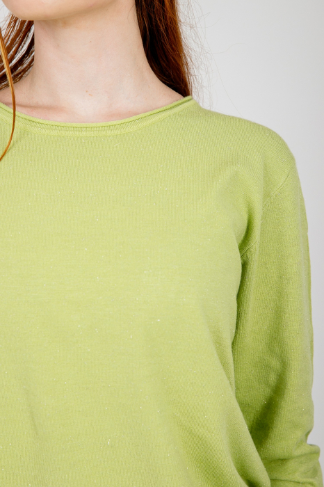 Pulover verde lime cu fir stralucitor [2]