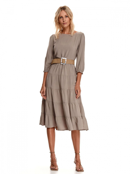 Rochie bej boho chic cu fronseu [3]