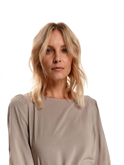 Rochie bej boho chic cu fronseu [2]