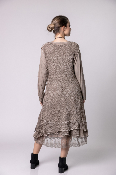 Rochie bej boho chic cu volane [4]