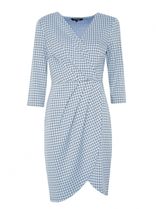 Rochie bleu cu fronseu pe talie si crepeu lateral [7]