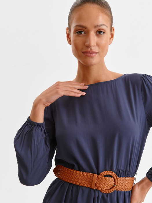 Rochie bleumarin boho chic cu fronseu [2]