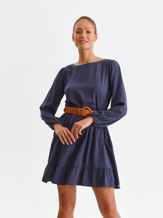 Rochie bleumarin boho chic cu fronseu [4]