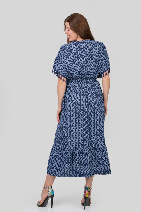 Rochie bleumarin cu ciucuri si model mandala [4]