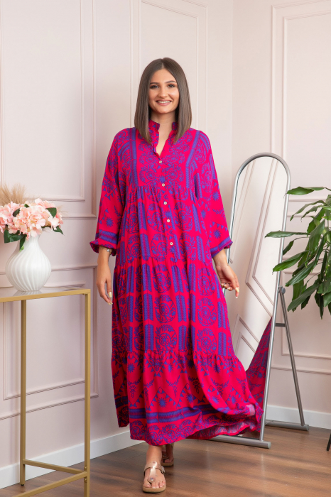 Rochie boho chic Daphne cu imprimeu ciclam floral [3]