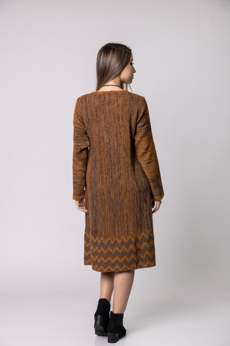 Rochie camel boho chic cu model geometric [4]