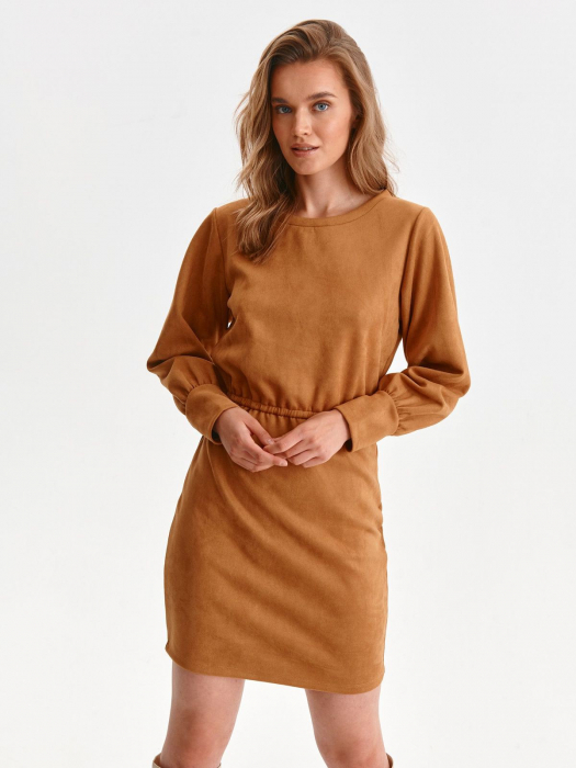 Rochie camel midi cu maneca lunga [4]