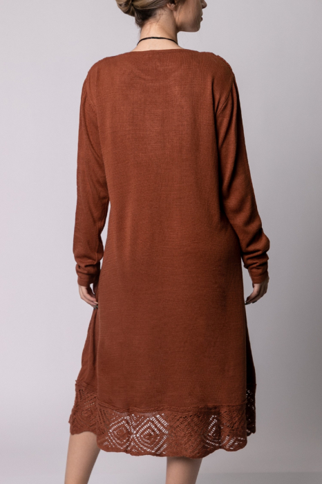 Rochie caramizie boho chic cu model tricotat romburi [4]